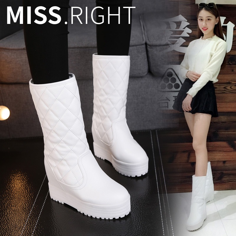 白色内增高棉靴雪地靴