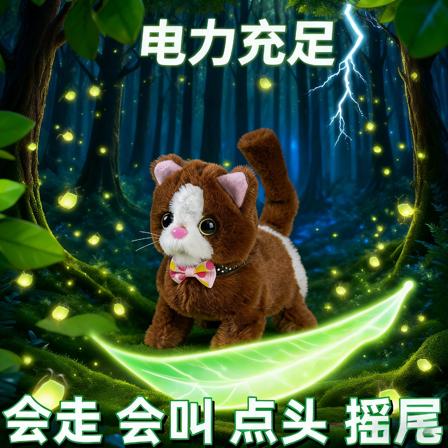 玩具猫走路会叫仿真2025新款会动的毛绒儿童1到3岁发声女孩电动猫