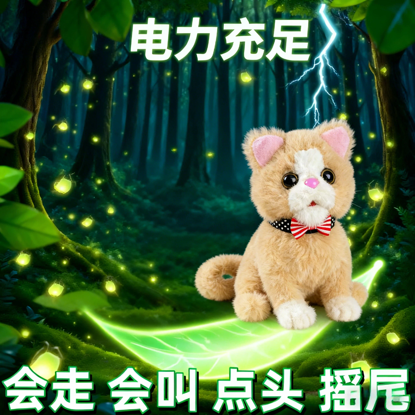 玩具猫走路会叫仿真女孩电动毛绒儿童1到3岁发声充会动的2025新款