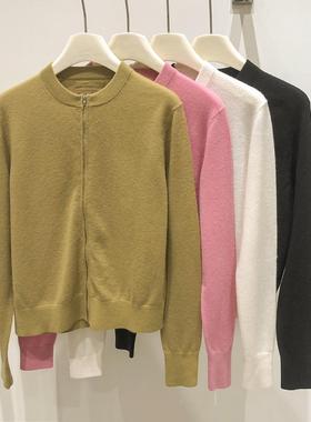 EverUnique秋冬新款女装纯羊绒后背三角拉链圆领针织衫开衫YL-103