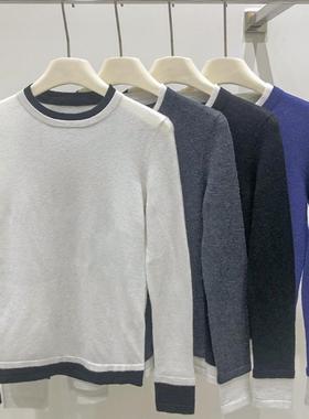 EverUnique秋冬新款女装精纺纯羊绒假两件撞色针织衫YL-074