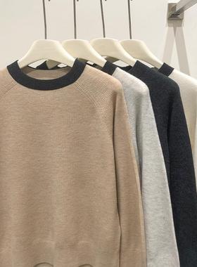 EverUnique秋冬新款女装金线撞色纯羊绒针织衫YL-097