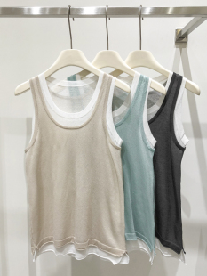 亚麻真丝撞色针织背心YL EverUnique夏装 两件式 女装 2673 新款