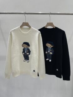 EverUnique秋冬新款女装纯羊绒RL小熊圆领毛衣QX-3419