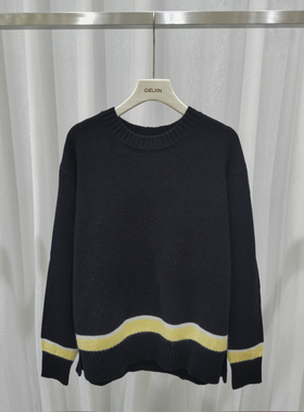 反季特价！！纯羊绒撞色圆领毛衣QX-362
