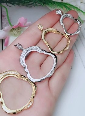 新品925银佛公吊坠银托项坠空托diy男女未镶嵌翡翠碧玉加工定制