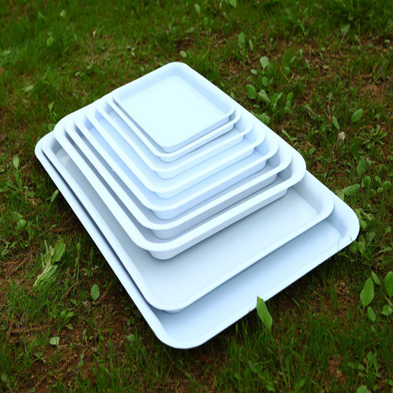 包邮白色塑料长方形家用加厚托盘接水盘花盘超大特大号花盆底座托