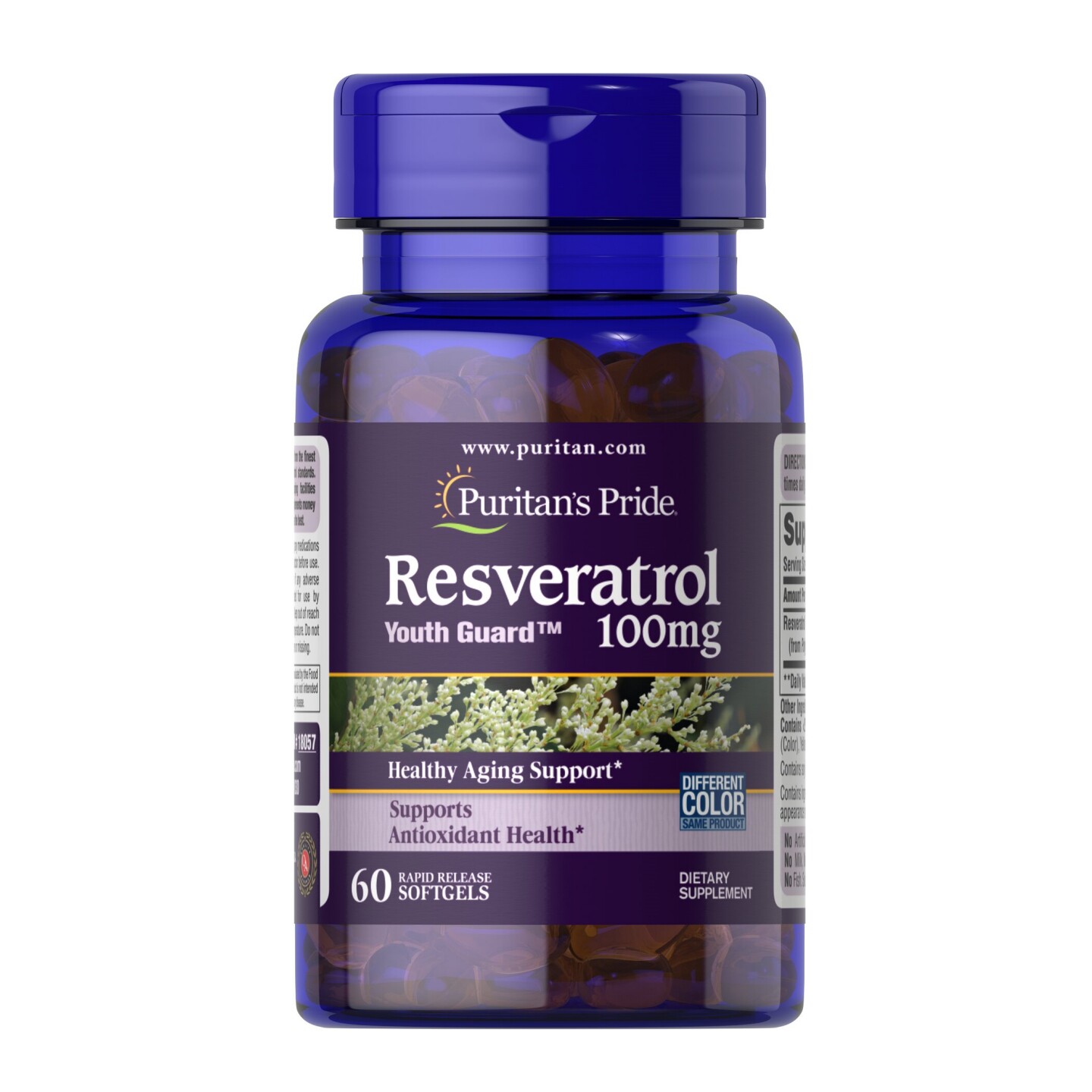 美国普丽普莱 Resveratrol白藜芦醇高含量100mg 葡萄籽搭档60粒