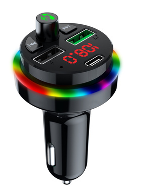 车载MP3蓝牙播放器七彩氛围灯FM发射器U盘TF卡拓展 F17usb车充F16