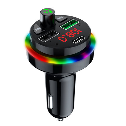车载MP3蓝牙播放器七彩氛围灯FM发射器U盘TF卡拓展 F17usb车充F16