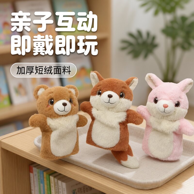 毛绒手偶亲子互动游戏讲故事兔子狐狸小熊幼教动物手套玩偶