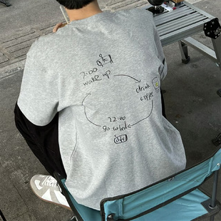 周一喝咖啡 一周喝咖啡起床睡觉喝咖啡美式拿铁coffee男女重磅T恤