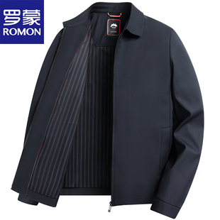 罗蒙中老年干部装2025春季短款休闲商务爸爸装翻领行政夹克外套男