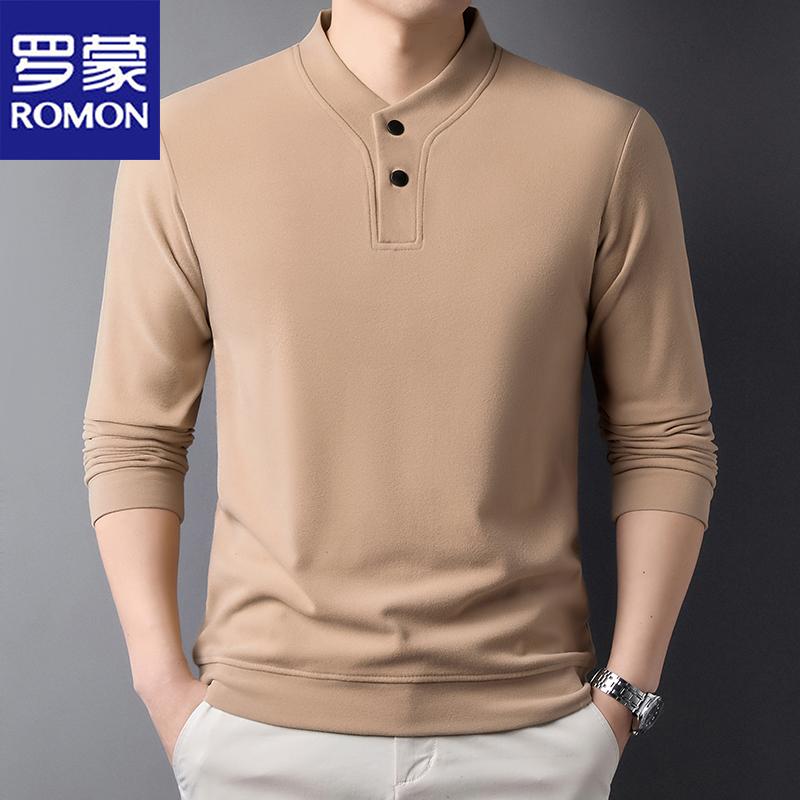 罗蒙高端圆领长袖T恤2025春新款
