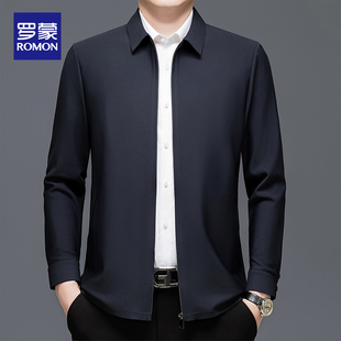 罗蒙2025新款男士户外夹克衫春秋商务翻领休闲爸爸装行政外套男装