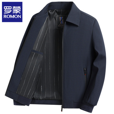 罗蒙春秋季新款翻领夹克男外套