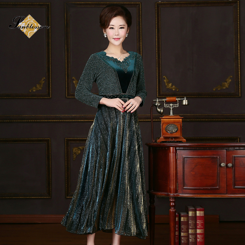 亏本清仓碧阳春夏中老年女装修身连衣裙妈妈装高档大摆宴会礼服裙