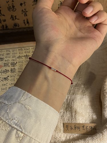「上岸」s925纯银竹节手链男女上岸好运编织红绳脚链节节高升手饰