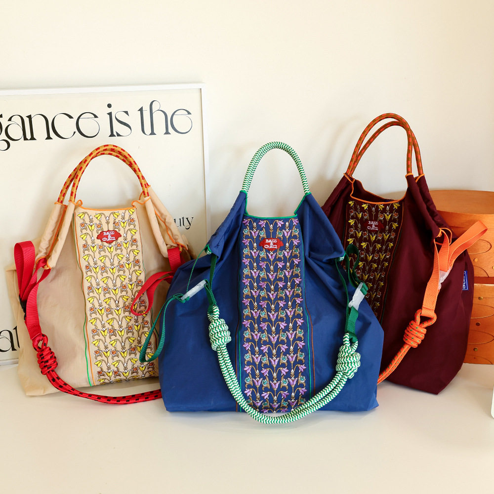 复古刺绣花卉托特包女斜挎束口包购物袋通勤大包大容量抽绳手提包,箱包皮具/热销女包/男包,通用款女包,淘宝优惠券,粉丝福利购,淘宝优惠卷