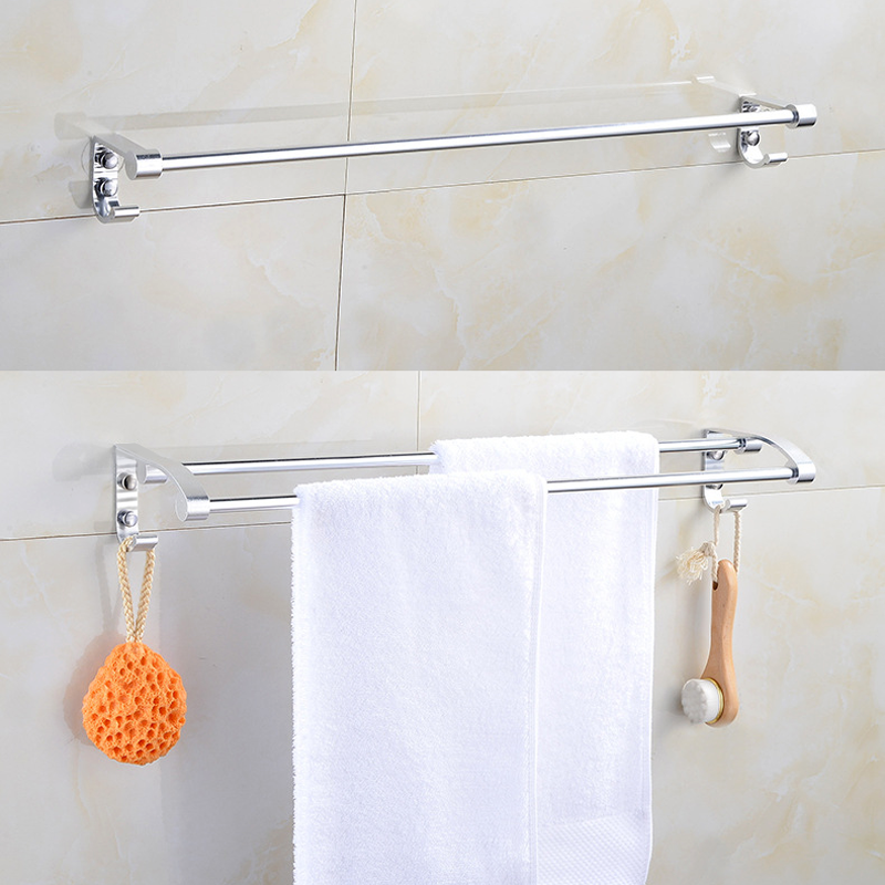 毛巾架免打孔卫生间浴室架子壁挂式凉晾毛巾单杆太空铝厨房抹布杆