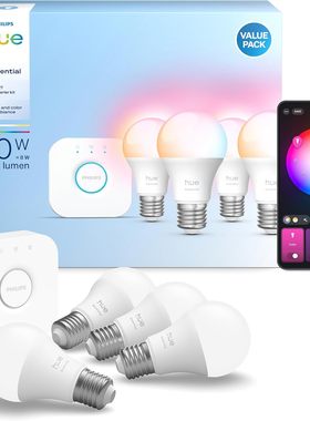 Philips Hue Essential Starter Kit Bridge + 4 Essential E27