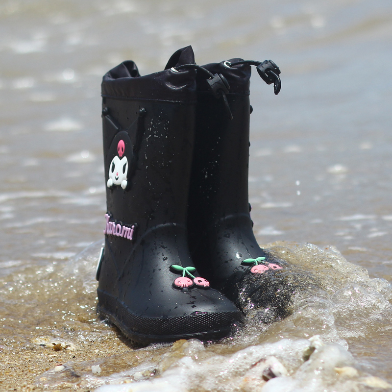 库洛米亲子女童雨鞋男童儿童小学生长筒雨靴女孩中大童防滑水鞋