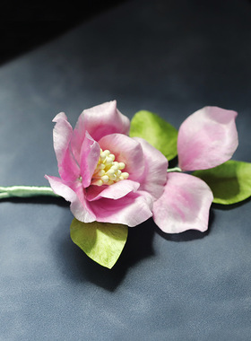 【粉单茶】新款国风非遗绒花软簪中国风新中式粉色系山茶花饰品女