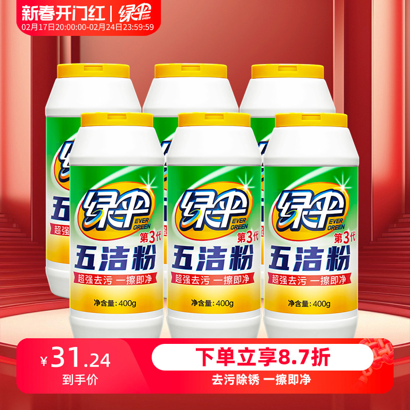 绿伞第三代五洁粉6瓶 轻松去污粉去油不锈钢清洁剂除锈/垢