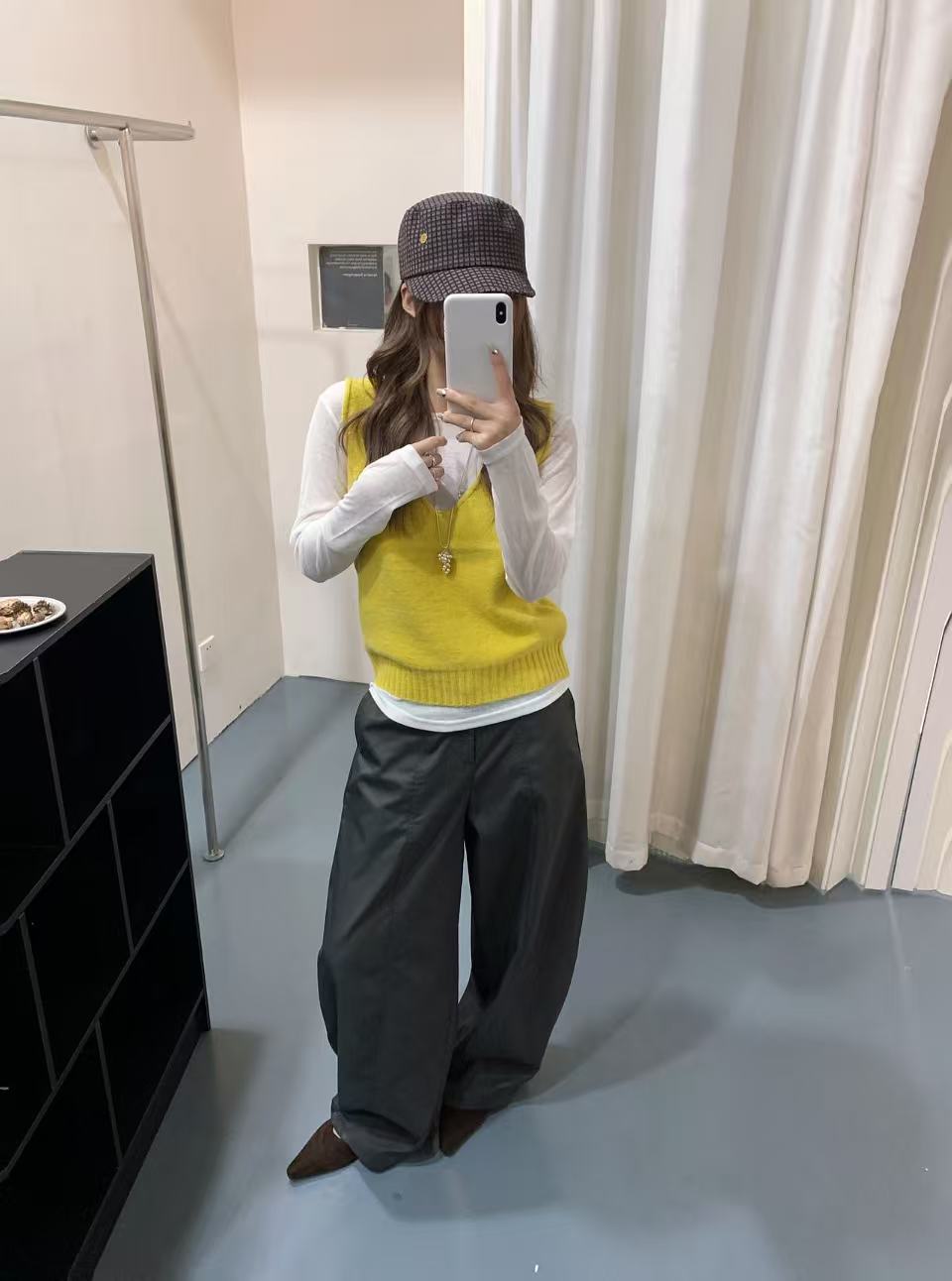 巨好看的早秋穿搭一整套针织背心叠穿打底衫上衣针织V领马甲上衣