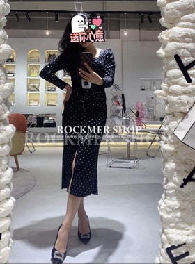 法式复古赫本风黑色礼服女轻奢小众高端级名媛气质丝绒开叉连衣裙