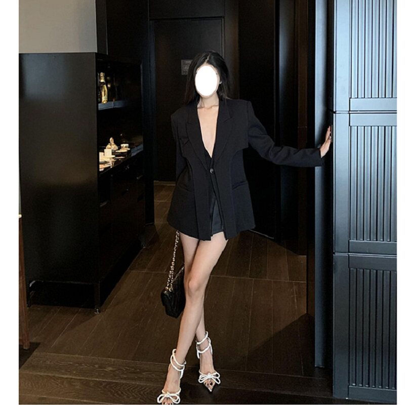 欧美秋冬复古休闲炸街chic西装气质名媛小众设计高级感马甲外套女