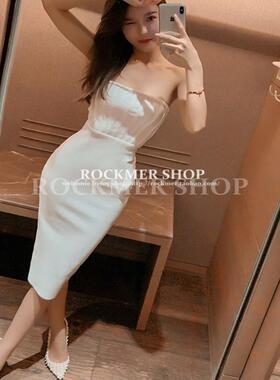白色礼服轻奢小众高端级欧美性感抹胸露背气质晚宴年会生日连衣裙