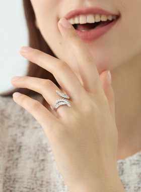 Judy Collins天使羽翼翅膀戒指小众设计感满钻羽毛独特个性食指环