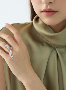 JudyCollins流星许愿戒指925纯银