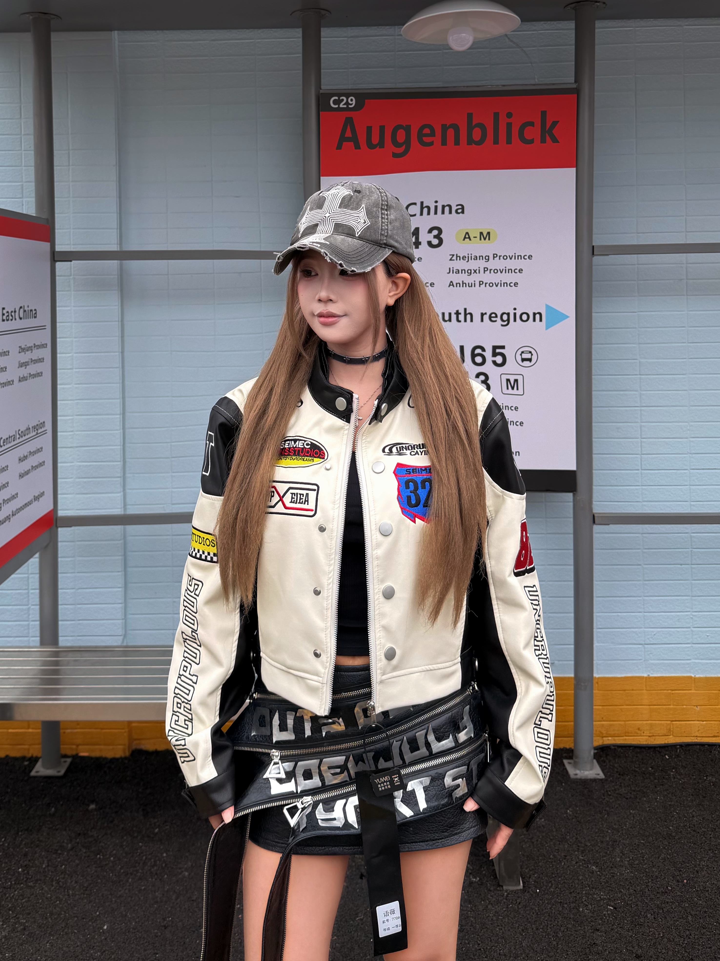 机车服外套女美式短款赛车服秋装短外套