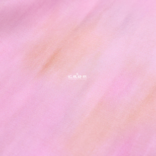 渐变梅粉色晕染天丝棉布料手工DIY连衣裙衬衫汉服设计师服装面料