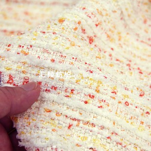 小香风编织毛料布料韩国风圈圈亮片冬季外套短裙服装设计师面料