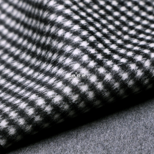 黑白格子双面羊毛布料冬季厚款保暖外套羊绒大衣西装服装毛呢面料