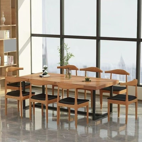 会议桌实木大板简约桌椅组合长桌