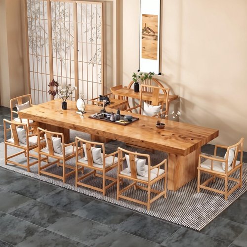 办公室茶桌椅组合套装实木大板