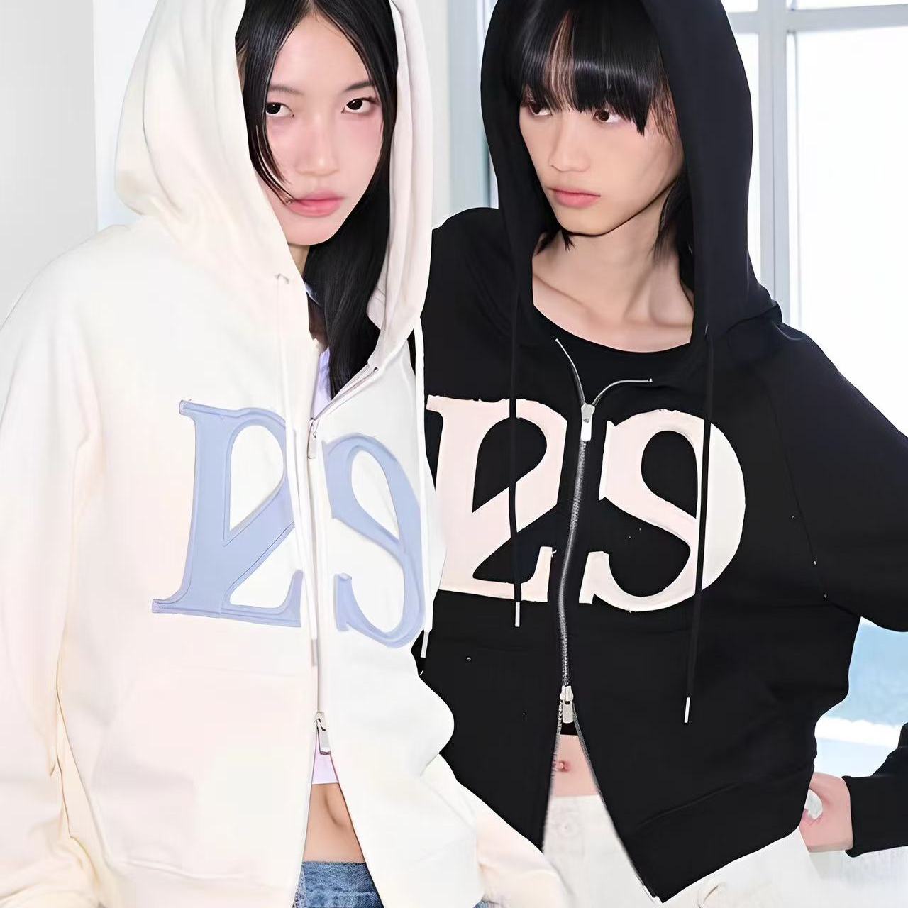 韩国illigo字母连帽卫衣男女同款
