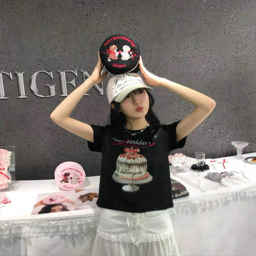 韩国代购lartigent蛋糕印花短袖