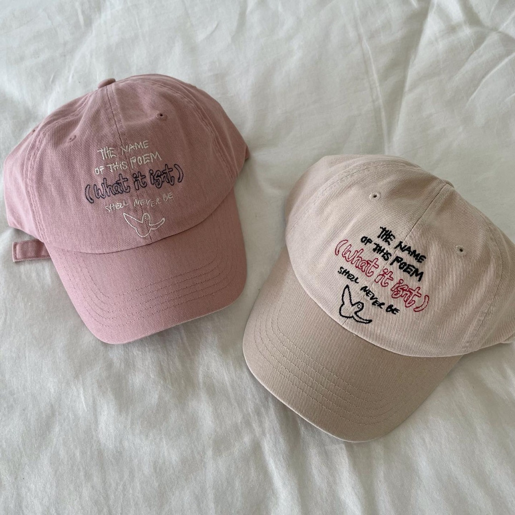 韩国代购WHATITISNT小飞人鸭舌帽刺绣字母男女棒球帽子百搭运动帽