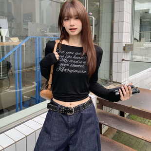 韩国代购Gila archive字母长袖T恤女罩衫jennie同款上衣打底衫