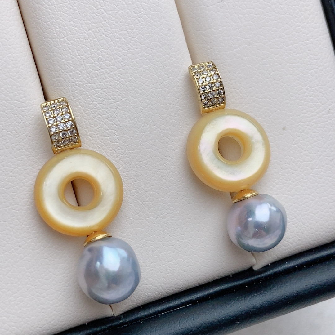 天然真多麻色akoya，金色金蝶贝耳钉，纯银,珠宝/钻石/翡翠,耳饰,淘宝优惠券,粉丝福利购,淘宝优惠卷