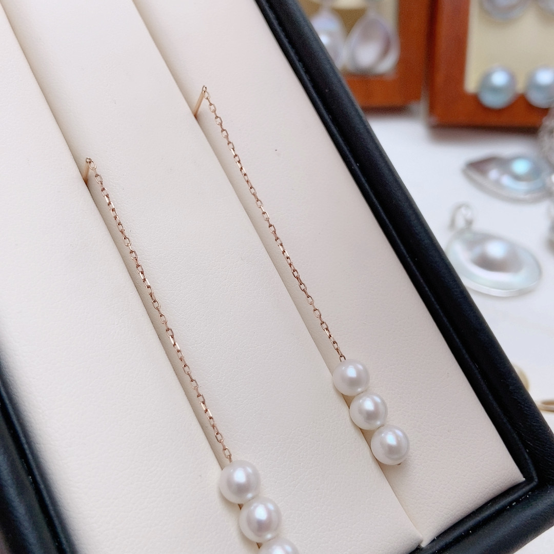 库存清，18K玫瑰金耳线，akoya,珠宝/钻石/翡翠,耳饰,淘宝优惠券,粉丝福利购,淘宝优惠卷