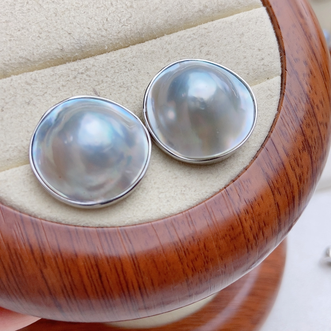 极光蓝色海水马贝耳钉，纯银包边,珠宝/钻石/翡翠,耳饰,淘宝优惠券,粉丝福利购,淘宝优惠卷