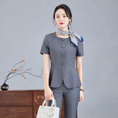 短袖 薄款 职业装 套装 免穿吊带 女西服美容美业工作服酒店工装 夏季