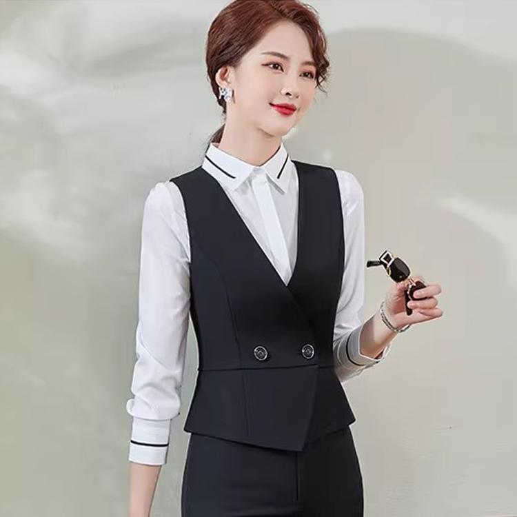 春秋西装马甲女短款酒店前台经理职业装收银员服务员KTV马夹背心
