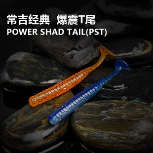 常吉爆震T尾棱纹PST鱼型饵路亚鳜鱼鲈鱼软虫黑坑铅头钩倒钓德州饵